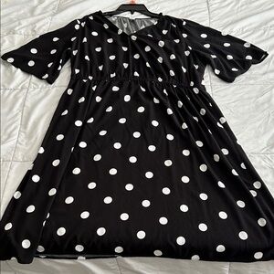 Old Navy Black Midi Dress with White Dots